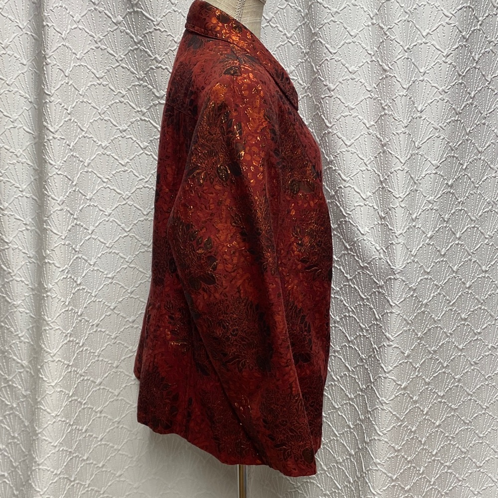 Kim Rogers size 2X Red and Black Patterned Blazer floral holiday‎ elegant dressy - Picture 7 of 7